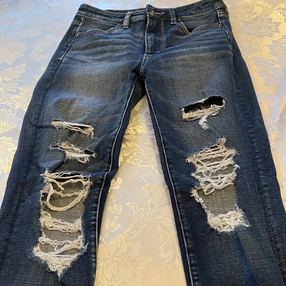 Blue skinny Jeans American Eagle super super stretchy high rise size US 4 - Picture 8 of 9